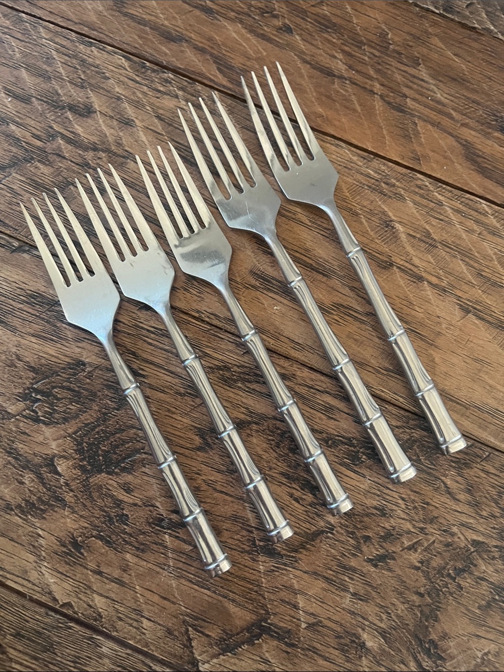 Vintage Rebacraft Stainless Steel Bamboo Forks (5)